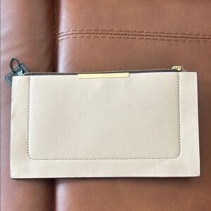 Beige Leather Clutch